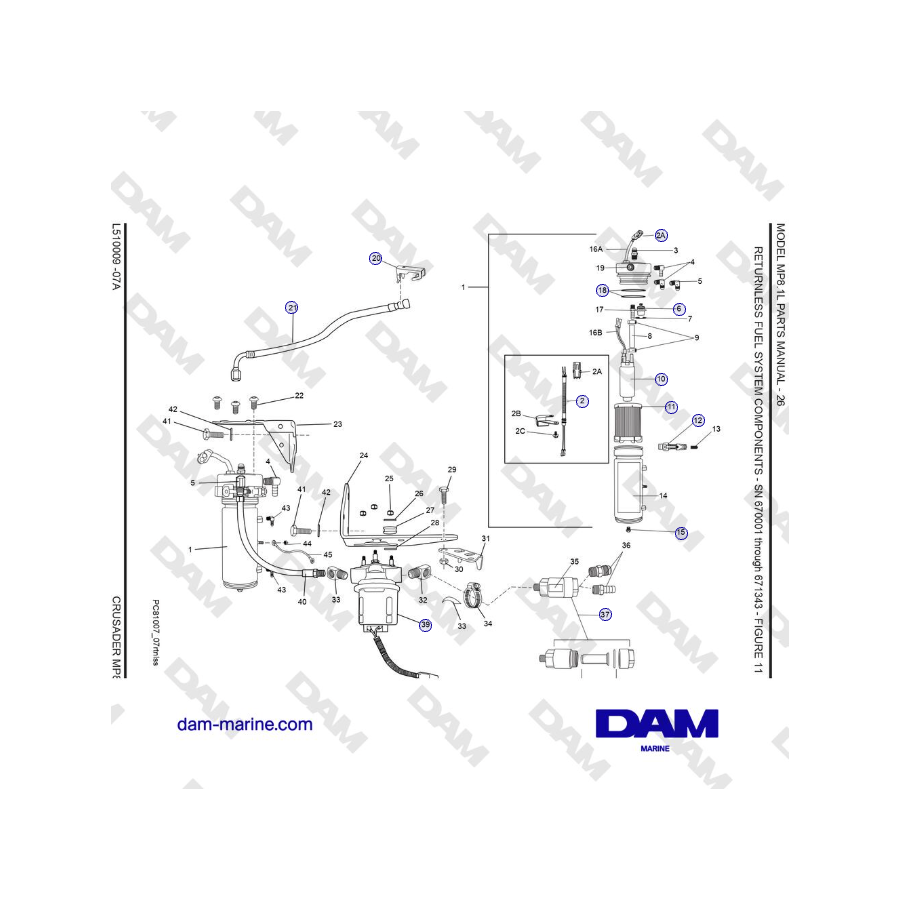 Crusader MP 8.1L (SN 670001) - RETURNLESS FUEL SYSTEM COMPONENTS - SN 670001 through 671343