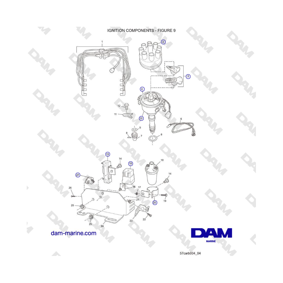 Crusader 5.7L Carburatore Serie Classica (2006-2007 MY) - COMPONENTI DI ACCENSIONE