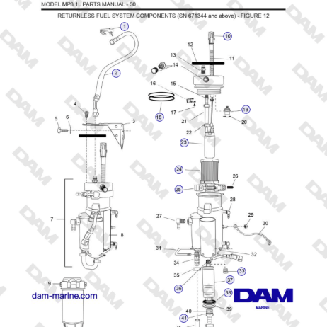 Crusader MP 8.1L (SN 670001) - RETURNLESS FUEL SYSTEM COMPONENTS (SN 671344 and above)