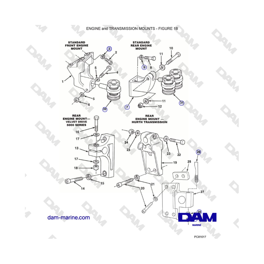 Carburador Crusader 5.7L Serie Clásica (año modelo 2006-2007) - SOPORTES DE MOTOR Y TRANSMISIÓN