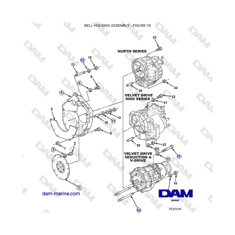 Crusader 5.7L Carburetor Classic Series (2006-2007 MY) - BELL HOUSING ASSEMBLY