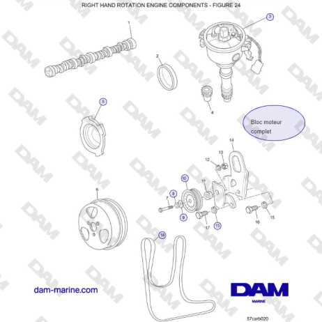 Crusader 5.7L Carburetor Classic Series (2006-2007 MY) - RIGHT HAND ROTATION ENGINE COMPONENTS