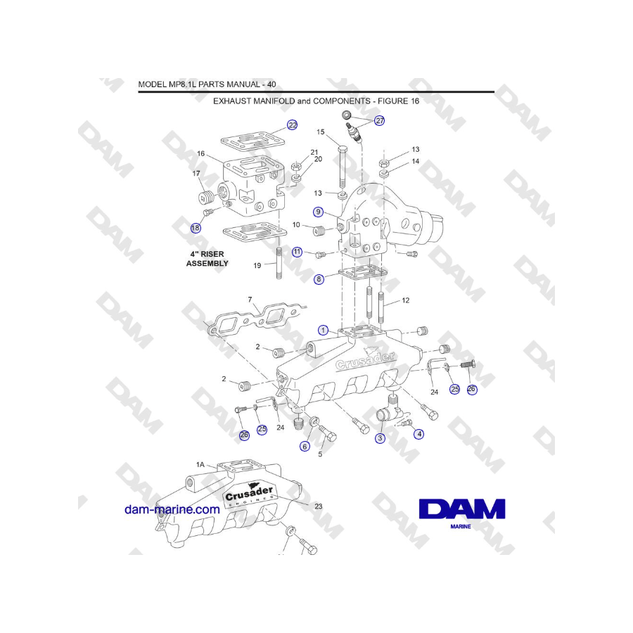 Crusader MP 8.1L (SN 670001) - COLLETTORE DI SCARICO e COMPONENTI