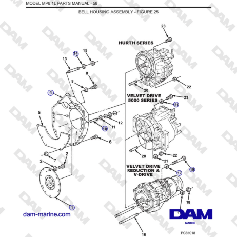 Crusader MP 8.1L (SN 670001) - BELL HOUSING ASSEMBLY