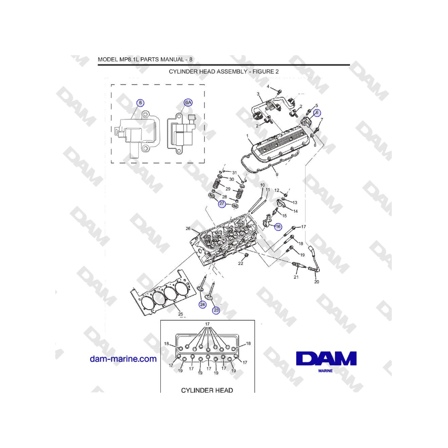 Crusader MP8.1L 2001-2005 MY - CONJUNTO DE CULATA DE CILINDRO