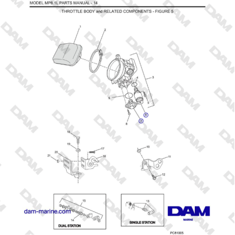 Crusader MP8.1L 2001 - 2005 MY - THROTTLE BODY and RELATED COMPONENTS