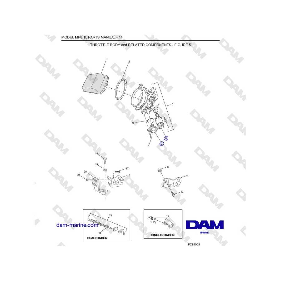 Crusader MP8.1L 2001-2005 MY - CUERPO DEL ACELERADOR y COMPONENTES RELACIONADOS
