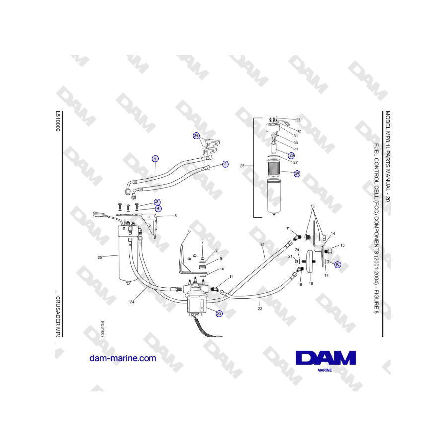 Crusader MP8.1L 2001-2005 - COMPONENTES DE LA CELDA DE CONTROL DE COMBUSTIBLE (FCC) (2001-2004)