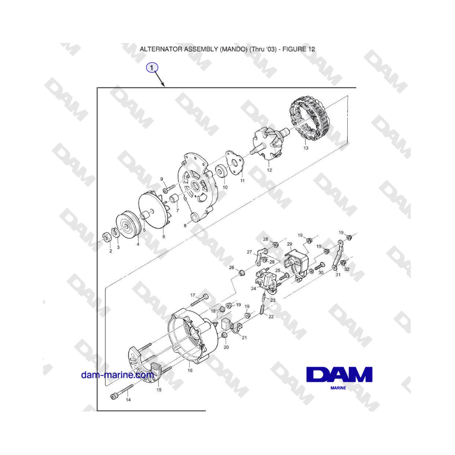 Carburador Crusader 5.7L Serie Clásica (modelos 1999-2005) - CONJUNTO DE ALTERNADOR (MANDO) 