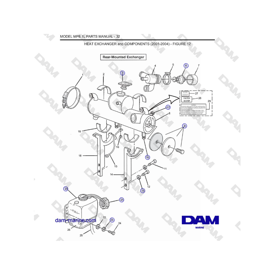 Crusader MP8.1L 2001-2005 MY - INTERCAMBIADOR DE CALOR y COMPONENTES (2001-2004)