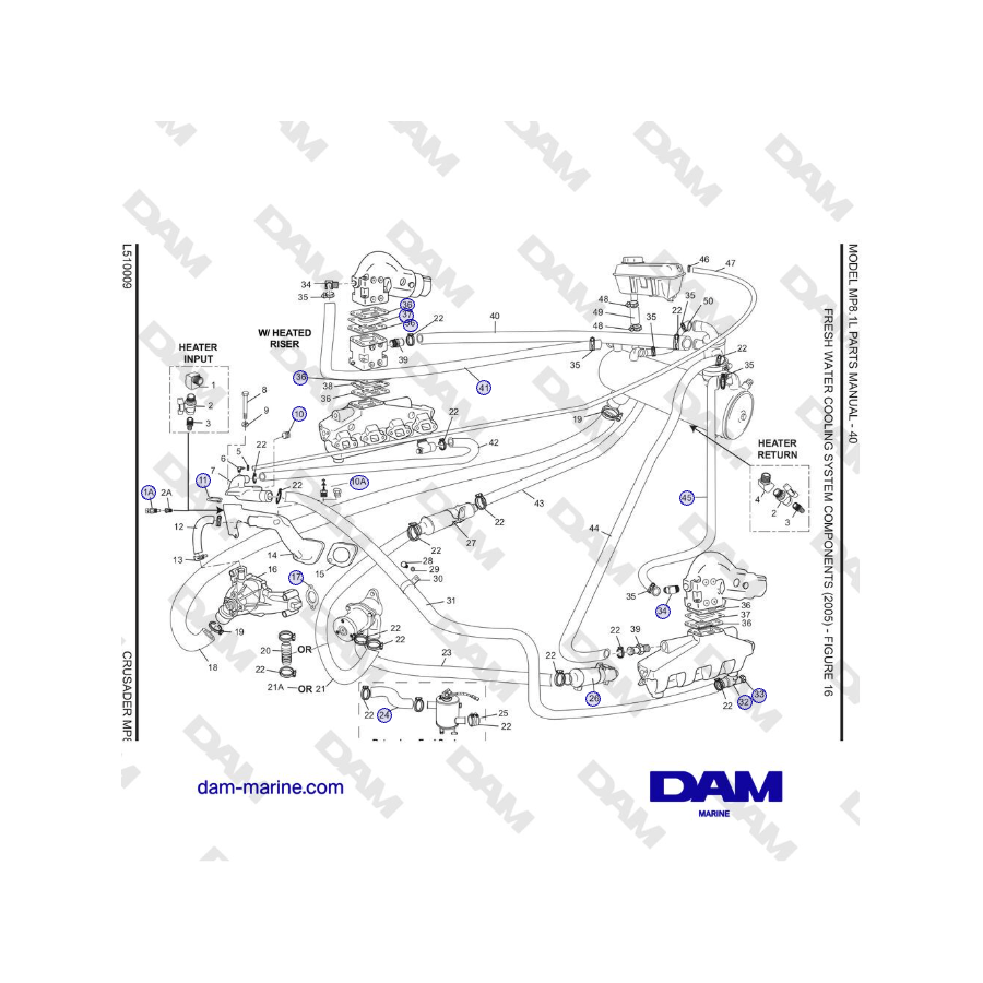 Crusader MP8.1L 2001 - 2005 MY - FRESH WATER COOLING SYSTEM COMPONENTS (2005)