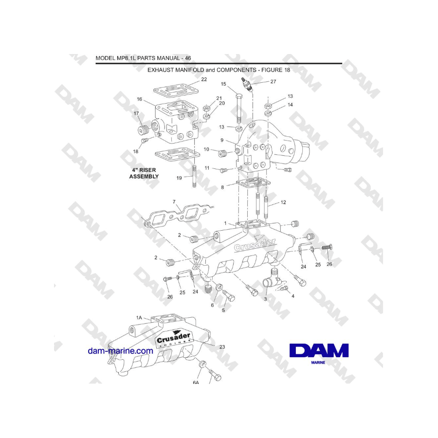 Crusader MP8.1L 2001 - 2005 MY - COLLETTORE DI SCARICO e COMPONENTI
