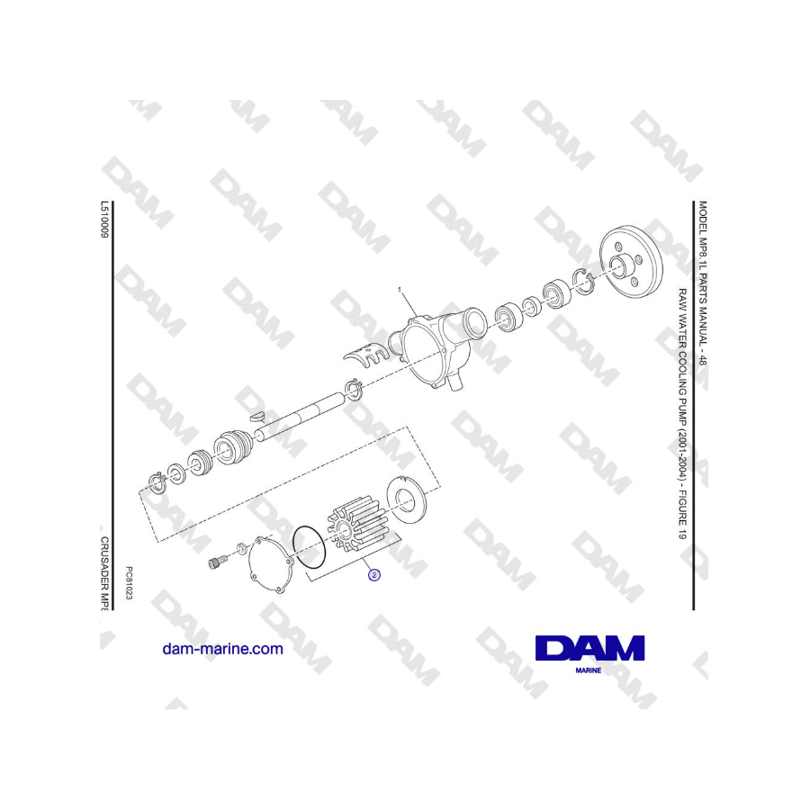 Crusader MP8.1L 2001-2005 - BOMBA DE REFRIGERACIÓN DE AGUA CRUDA (2001-2004)