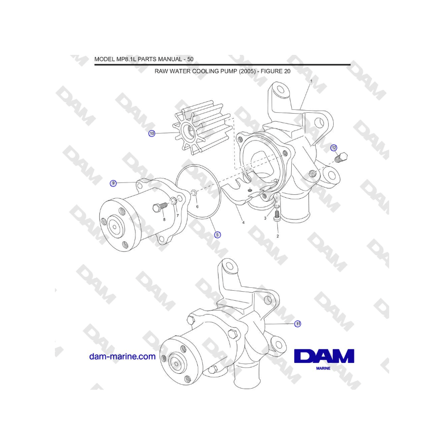 Crusader MP8.1L 2001-2005 - BOMBA DE REFRIGERACIÓN DE AGUA CRUDA (2005)