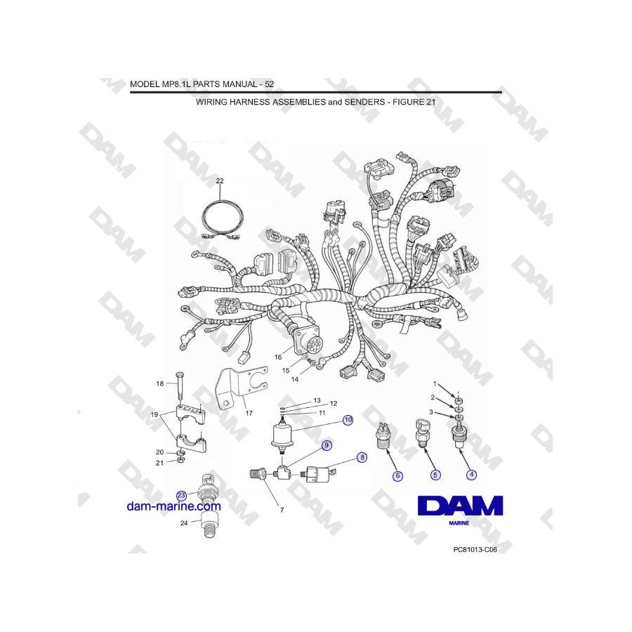 Crusader MP8.1L 2001 - 2005 MY - CONJUNTOS DE MAZO DE CABLES y SENSORES