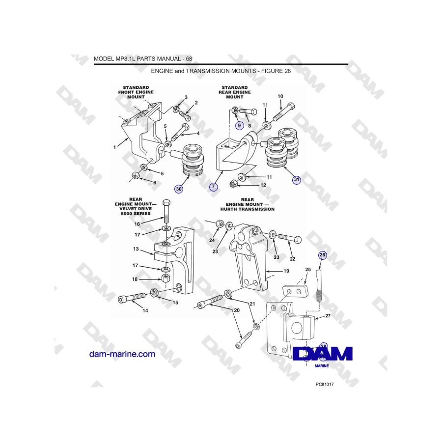 Crusader MP8.1L 2001-2005 MY - SOPORTES DE MOTOR Y TRANSMISIÓN