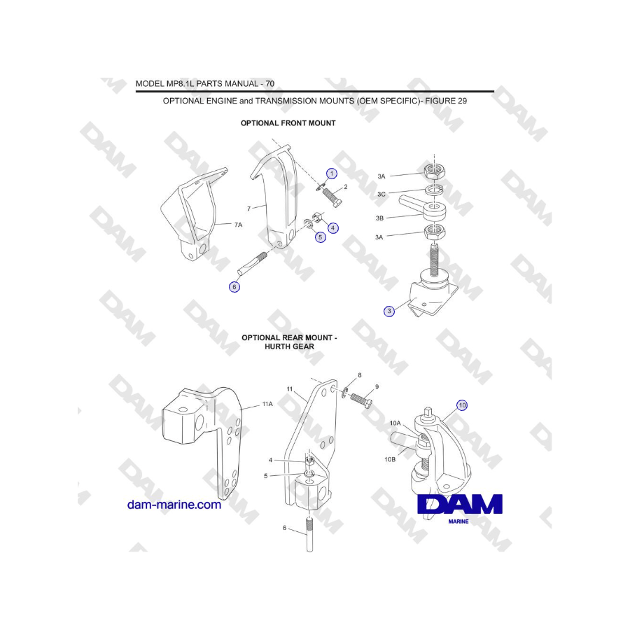 Crusader MP8.1L 2001-2005 MY - SOPORTES DE MOTOR Y TRANSMISIÓN OPCIONALES (ESPECÍFICOS DEL OEM)