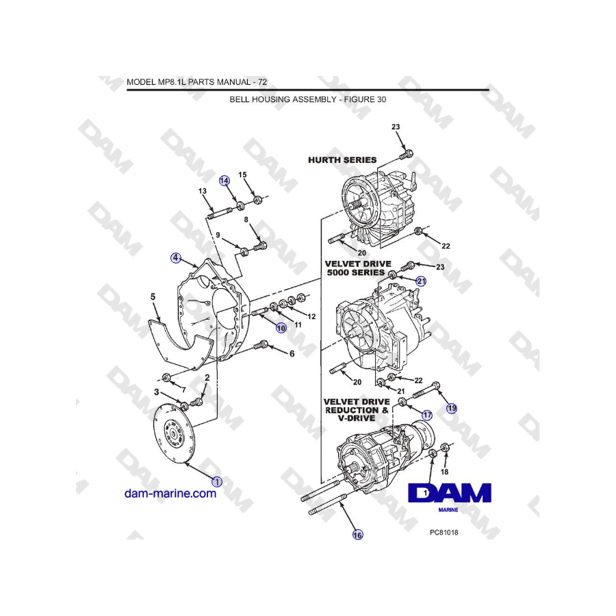 Crusader MP8.1L Años 2001-2005 - Conjunto de carcasa de campana