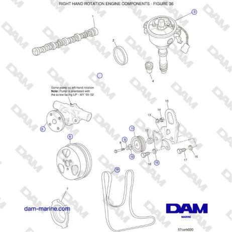 Crusader 5.7L Carburetor Classic Series (1999-2005 MY) - RIGHT HAND ROTATION ENGINE COMPONENTS