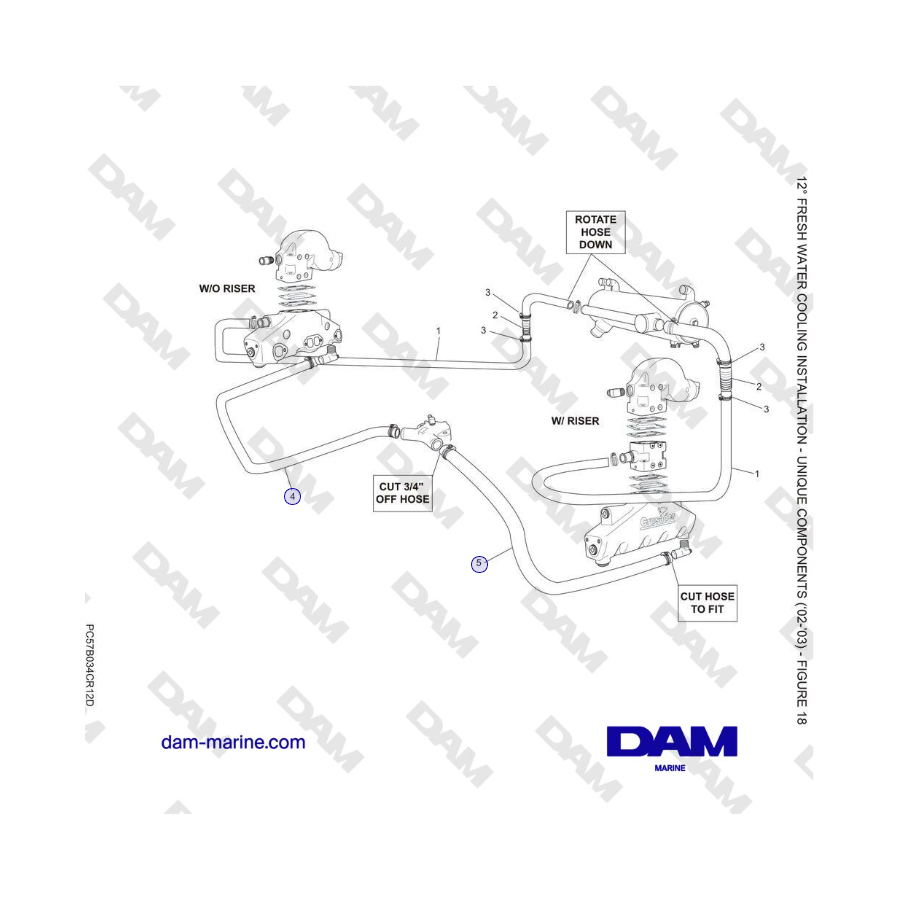 Crusader 5.0L / 5.7L 2002-2005 MY - INSTALLAZIONE RAFFREDDAMENTO AD ACQUA DOLCE 12° - COMPONENTI UNICI ('02-'03) 