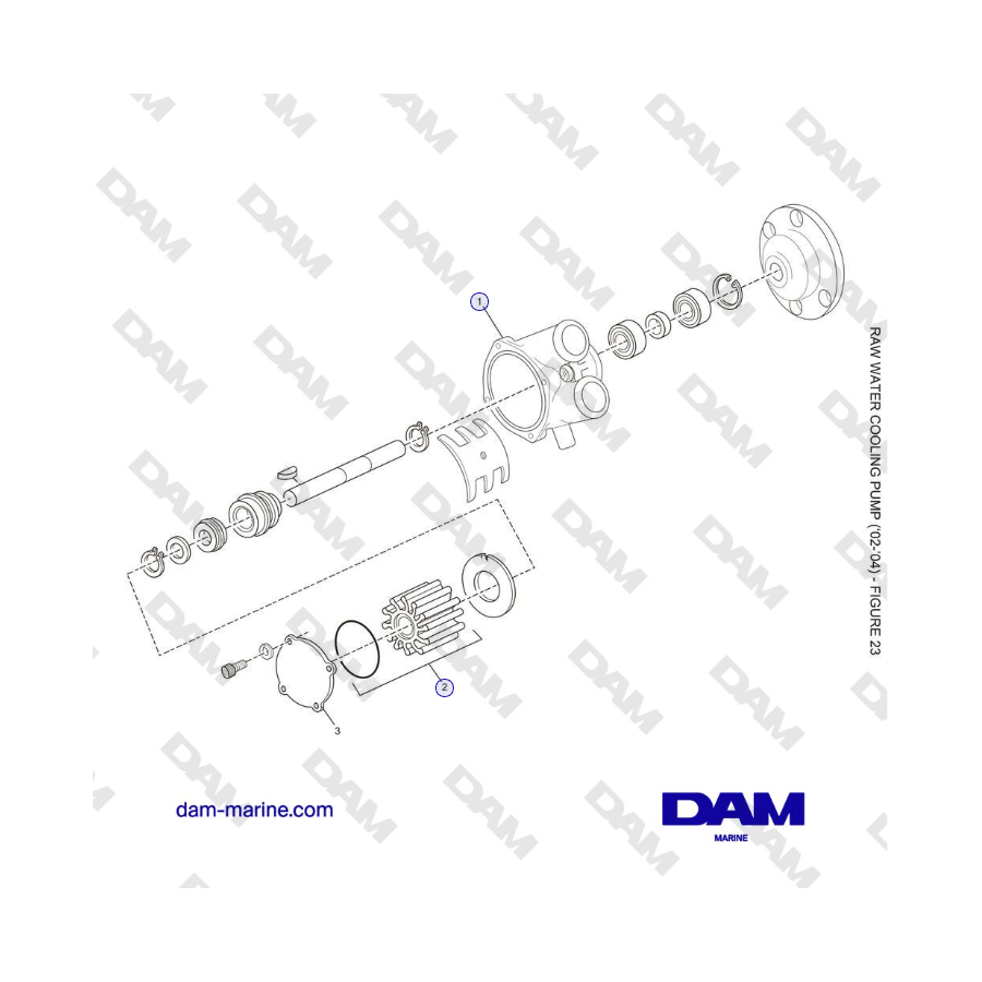 Crusader 5.0L / 5.7L Año modelo 2002-2005 - Bomba de refrigeración de agua cruda (2002-2004) 