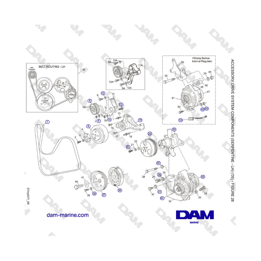 Crusader 5.0L / 5.7L 2002-2005 MY - COMPONENTI DEL SISTEMA DI COMANDO ACCESSORIO (SERPENTINE - LH) (‘05)