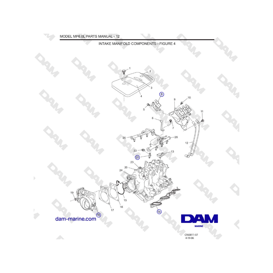 Crusader MP6.0L SN 670001 - COMPONENTI DEL COLLETTORE DI ASPIRAZIONE