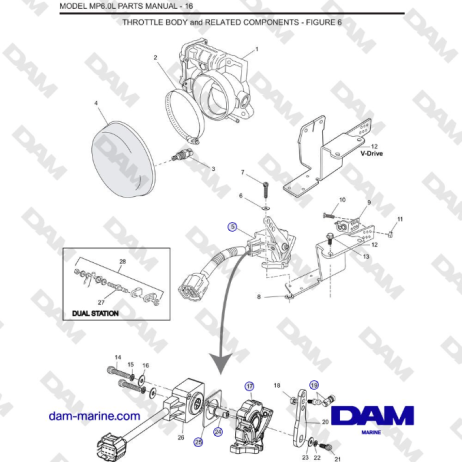 Crusader MP6.0L SN 670001 - THROTTLE BODY and RELATED COMPONENTS