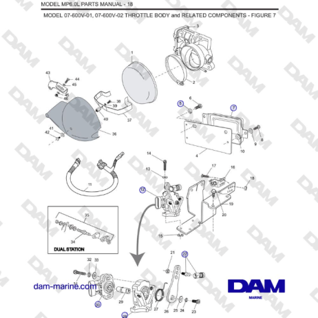 Crusader MP6.0L SN 670001 - MODEL 07-600V-01, 07-600V-02 THROTTLE BODY and RELATED COMPONENTS