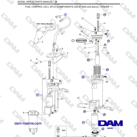 Crusader MP6.0L SN 670001 - FUEL CONTROL CELL (FCC) COMPONENTS (SN 671344 and above)