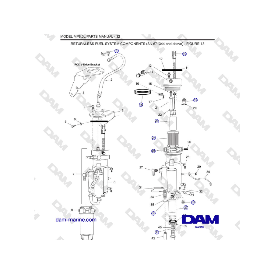 Crusader MP6.0L SN 670001 - COMPONENTES DEL SISTEMA DE COMBUSTIBLE SIN RETORNO (SN 671344 y superiores)
