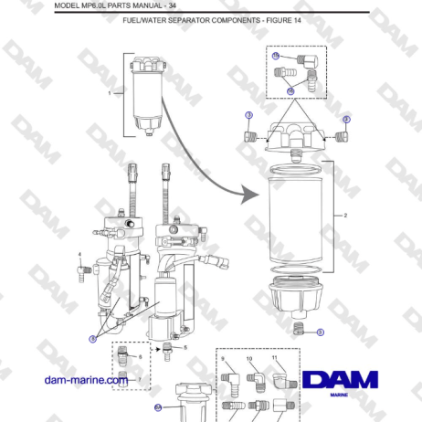 Crusader MP6.0L SN 670001 - FUEL/WATER SEPARATOR COMPONENTS