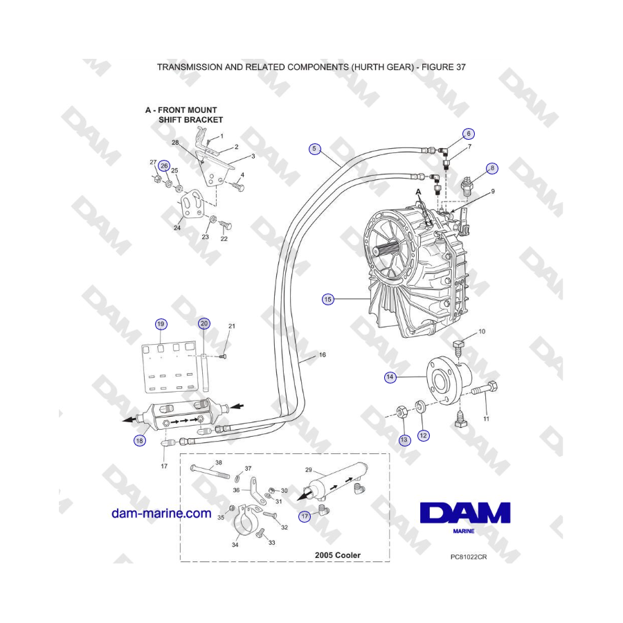 Crusader 5.0L / 5.7L Años modelo 2002-2005 - TRANSMISIÓN Y COMPONENTES RELACIONADOS (HURTH GEAR) 