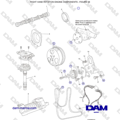 Crusader 5.0L / 5.7L 2002-2005 MY - RIGHT HAND ROTATION ENGINE COMPONENTS
