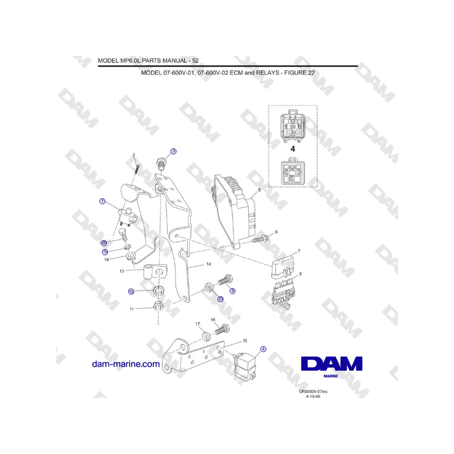 Crusader MP6.0L SN 670001 - MODELLO 07-600V-01, 07-600V-02 ECM e RELÈ
