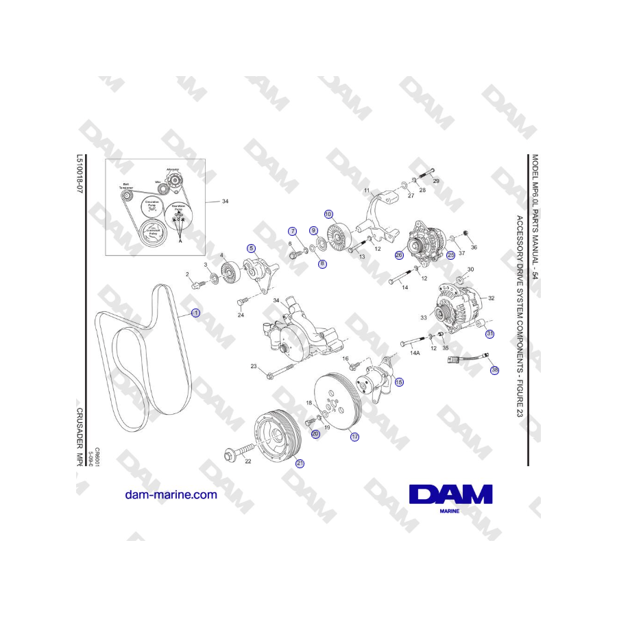 Crusader MP6.0L SN 670001 - COMPONENTES DEL SISTEMA DE ACCIONAMIENTO DE ACCESORIOS