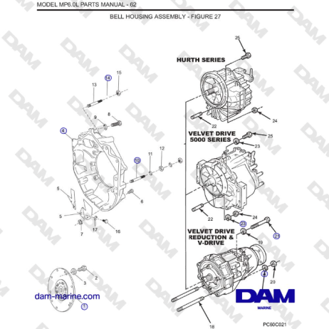 Crusader MP6.0L SN 670001 - BELL HOUSING ASSEMBLY