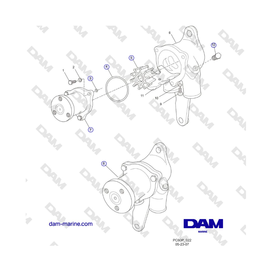 Crusader MP6.0L 2004-2005 MY - POMPA DI RAFFREDDAMENTO AD ACQUA GREZZA