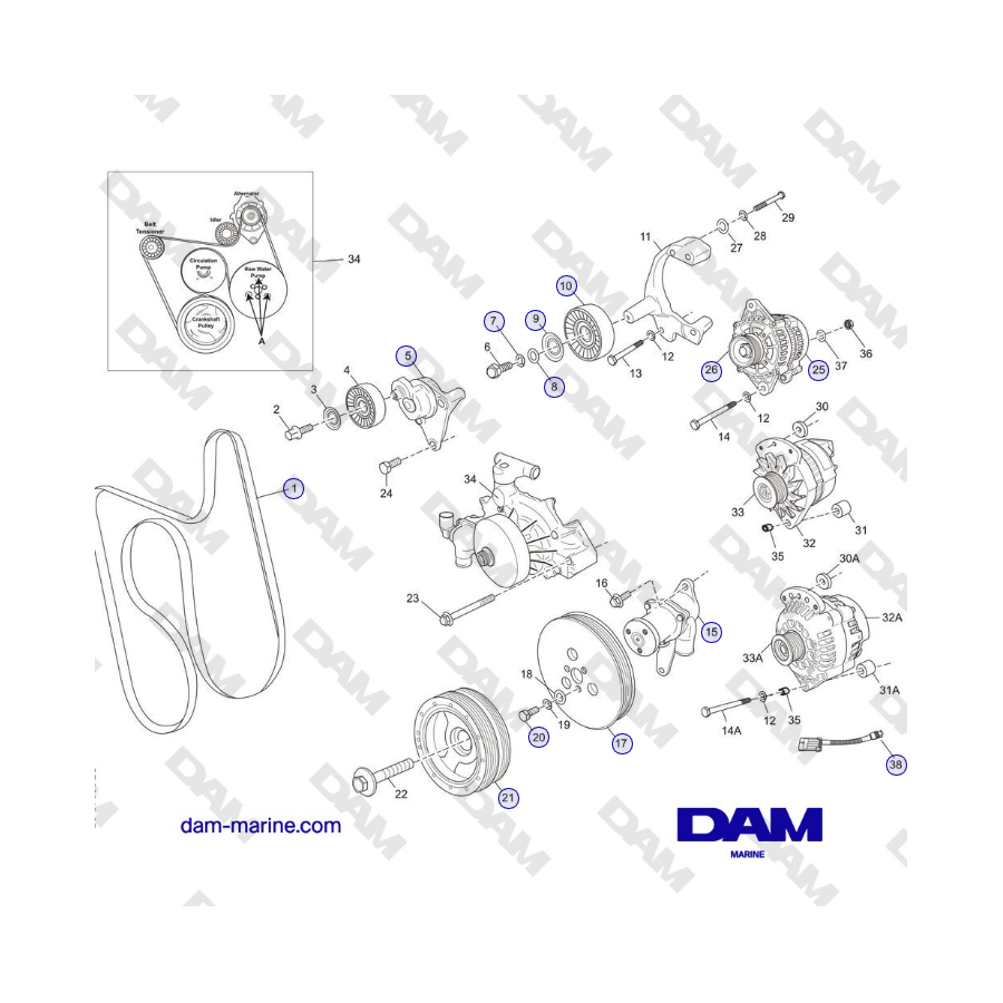 Crusader MP6.0L 2004-2005 MY - ACCESSORY DRIVE SYSTEM COMPONENTS