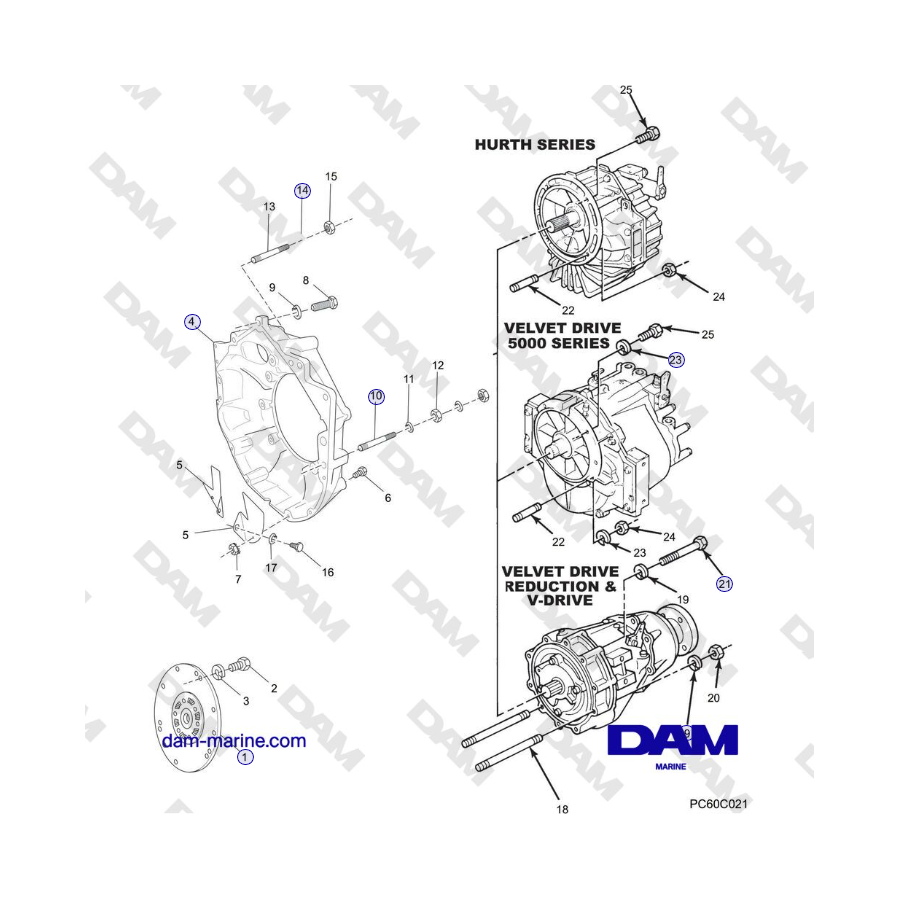 Crusader MP6.0L 2004-2005 MY - CONJUNTO DE CARCASA DE CAMPANA