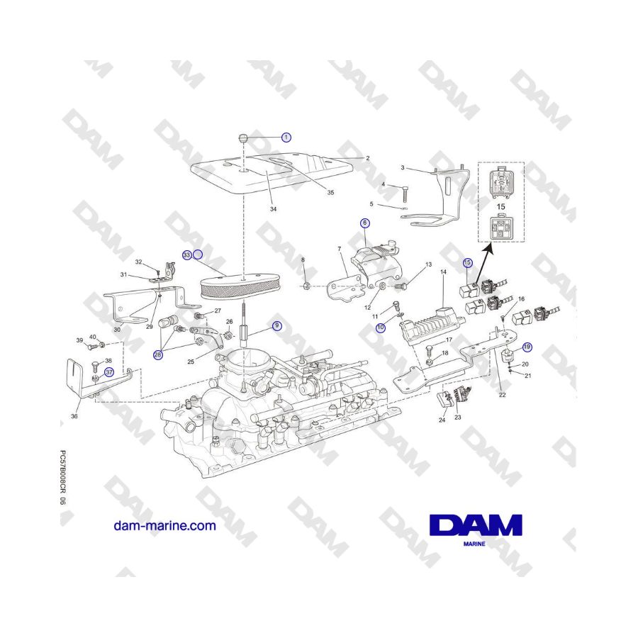 Crusader MP5.0 / 5.7L 2006 MY - COMPONENTI DEL COLLETTORE DI ASPIRAZIONE