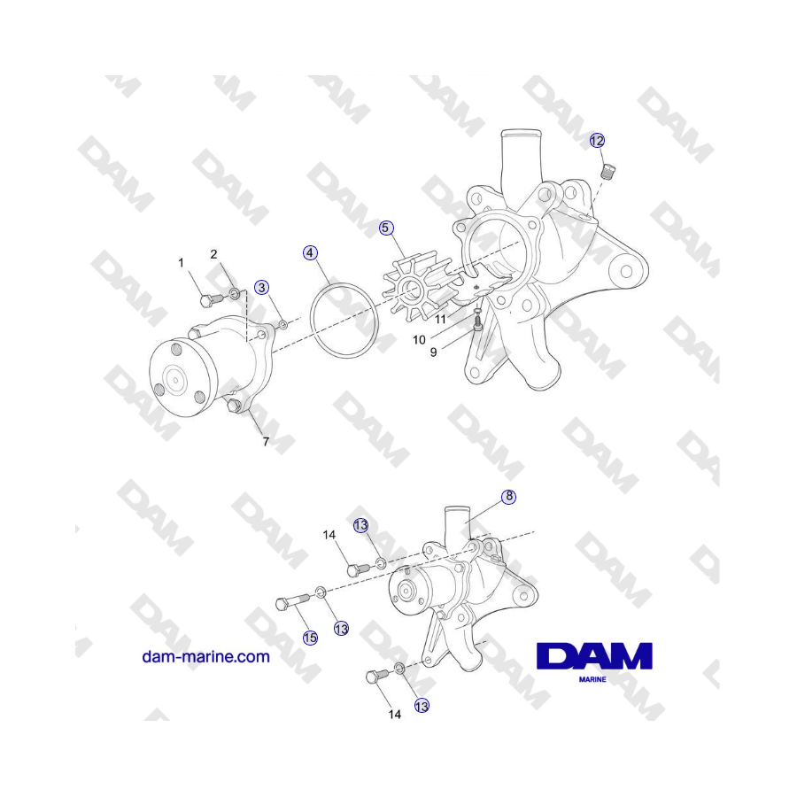 Crusader MP5.0 / 5.7L 2006 MY - BOMBA DE ENFRIAMIENTO DE AGUA CRUDA