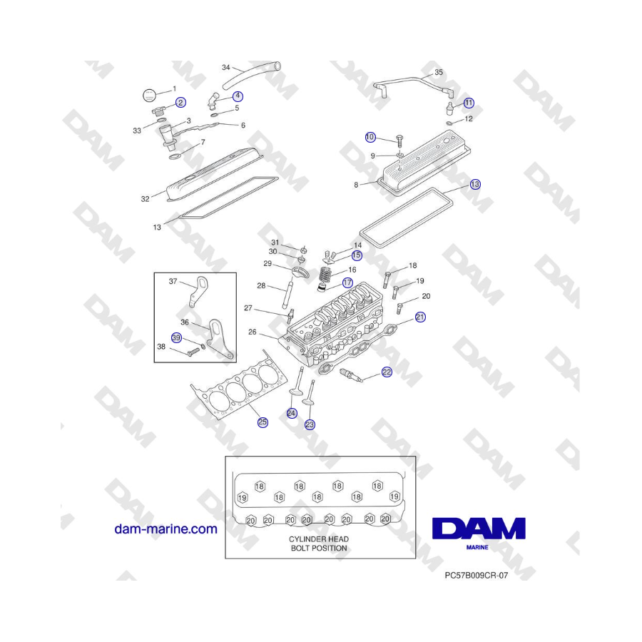 Crusader MP5.0/5.7L SN 670001 fino a 671633 - GRUPPO TESTATA CILINDRO