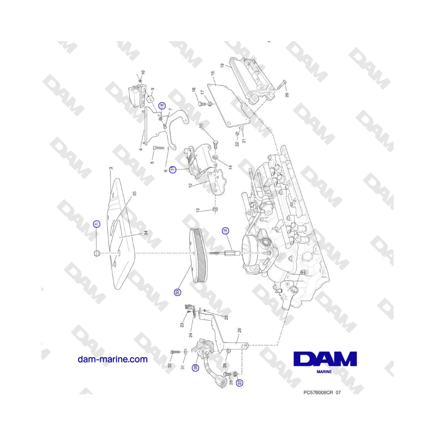 Crusader MP5.0/5.7L SN 670001-671633 - COMPONENTI DEL COLLETTORE DI ASPIRAZIONE