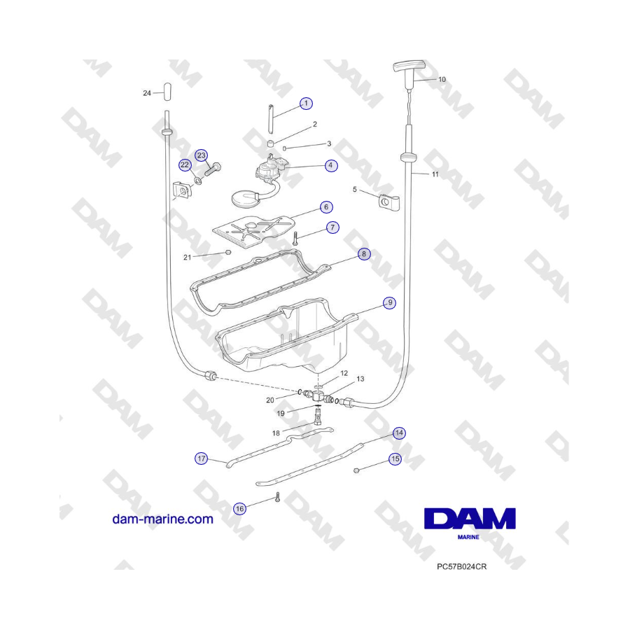 Crusader MP5.0/5.7L SN 670001 a 671633 - CONJUNTO DE CÁRTER DE ACEITE Y BOMBA DE ACEITE