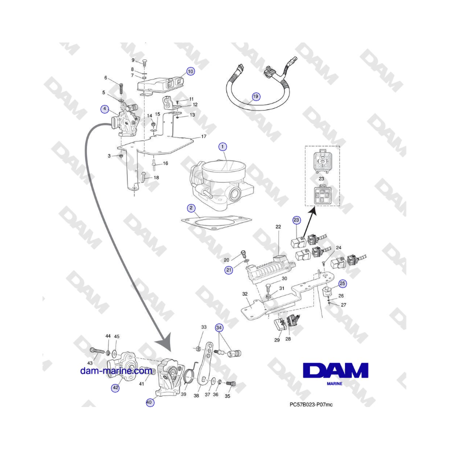 Crusader MP5.0/5.7L SN 670001 thru 671633 - THROTTLE BODY and RELATED COMPONENTS