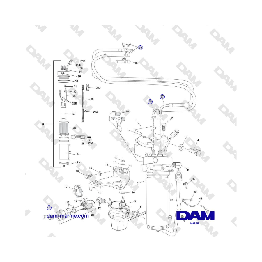 Crusader MP5.0/5.7L SN 670001 a 671633 - COMPONENTES DEL SISTEMA DE COMBUSTIBLE SIN RETORNO - SN 670001 a 671343