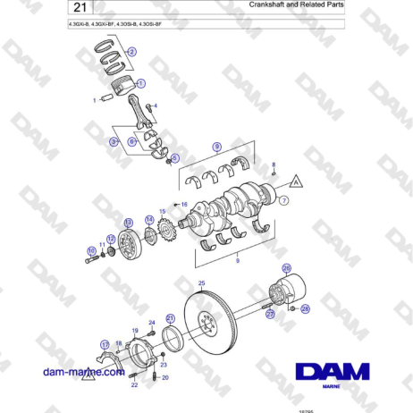 Volvo Penta 4.3L GXI-B - Crankshaft and Related Parts