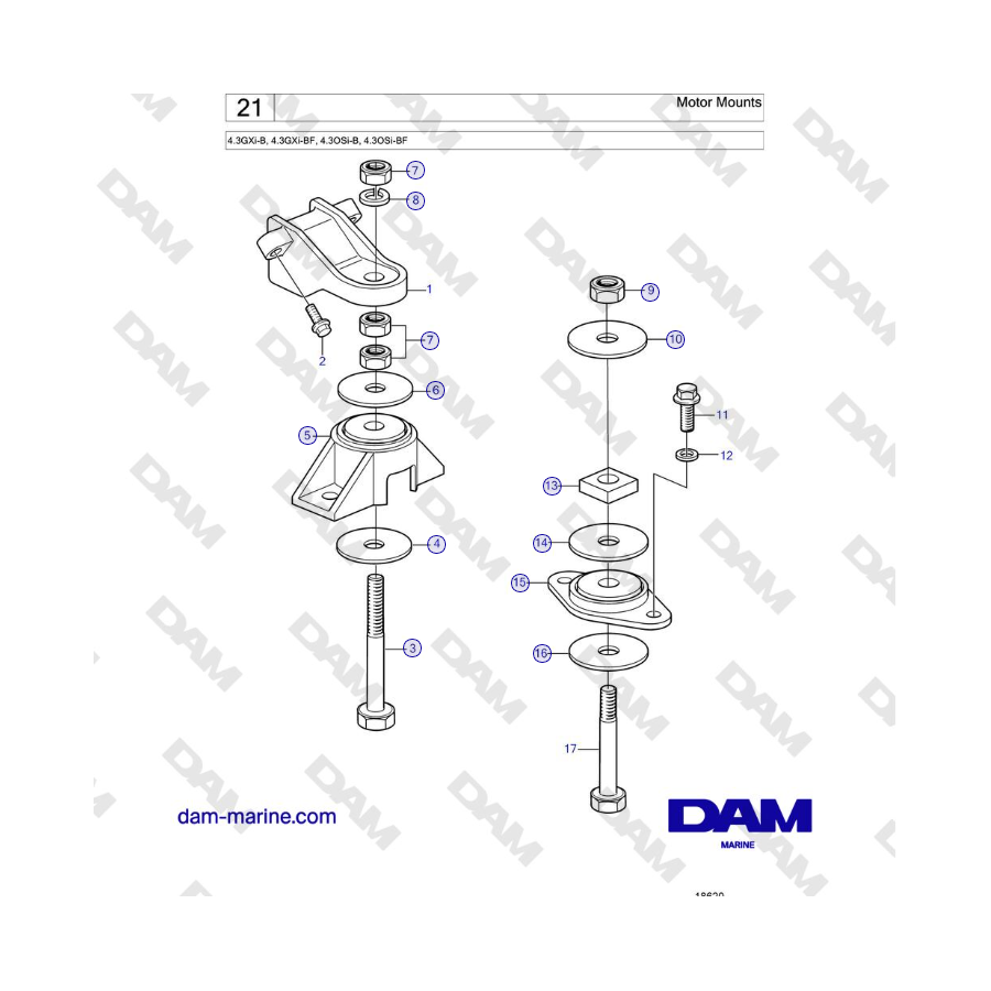 Volvo Penta 4.3L GXI-B - Supporti motore 