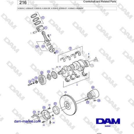 Volvo Penta 4.3L GXI-C - Crankshaft and Related Parts